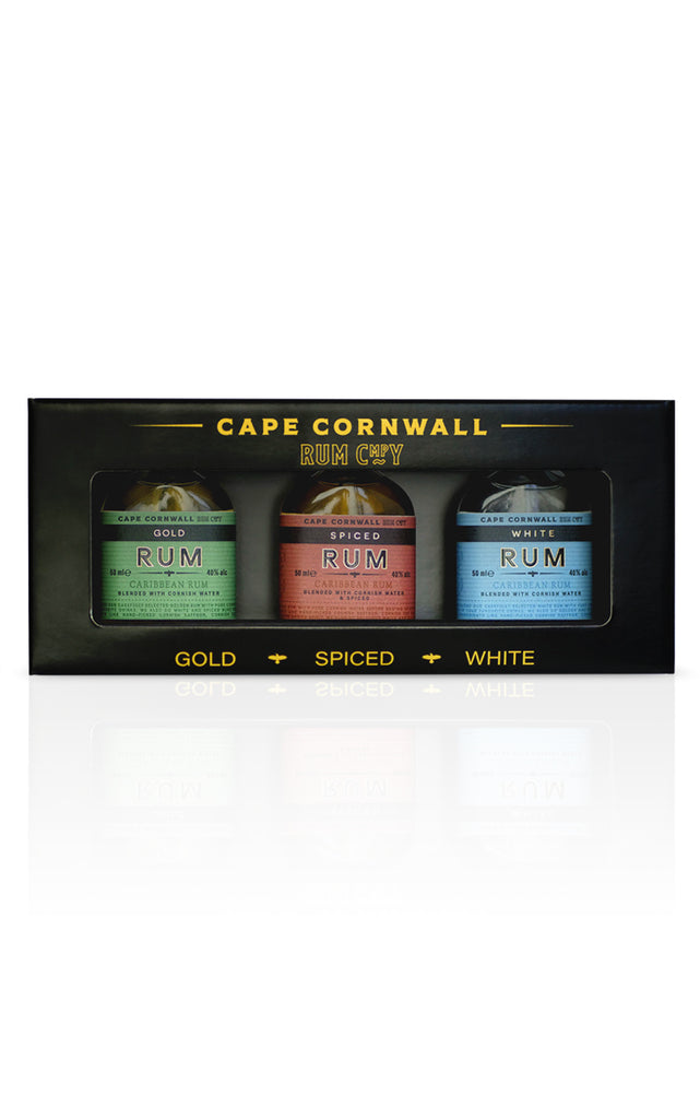 Sample our range of Cape Cornwall Rum 50ml miniatures. Cornish Gold, Spiced & White Rum buy online for worldwide shipping. 